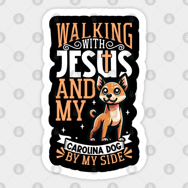 Jesus and dog - Carolina Dog Sticker by Modern Medieval Design